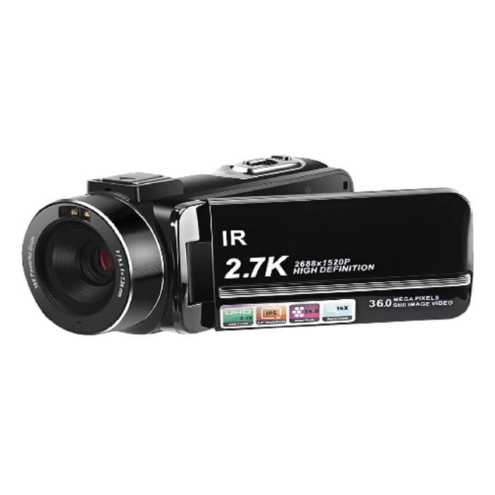 BRIHIEVY Caméra vidéo Caméscope, 2.7K 30FPS 36MP LCD 3,0 pouces 16X, 2 Mode de charge Appareil photo numériqu
