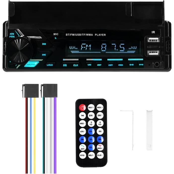 Autoradio Bluetooth Lifelf - RDS, Double USB, MP3, Compatible IOS/Android - Sans CD