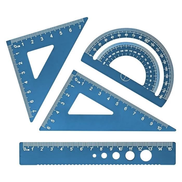 3 équerres-rapporteurs Multifonctions 14 Cm - Règle, équerre, Rapporteur, Plastique Transparent