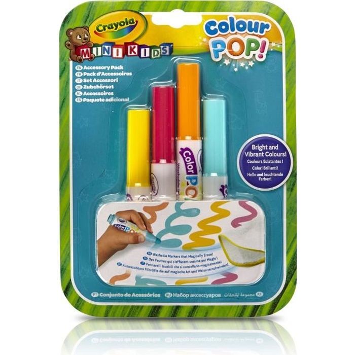 Feutres CRAYOLA Colour Pop - Recharge x4 pour enfants dès 36 mois - Jaune,  Rouge, Orange, Bleu - Cdiscount Jeux - Jouets