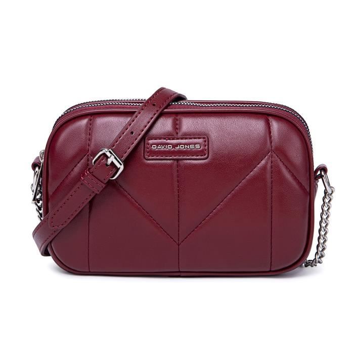 David Jones Petit Sac Bandouliere Telephone 2 Compartiments Cuir PU Femme Rouge Cdiscount Bagagerie Maroquinerie