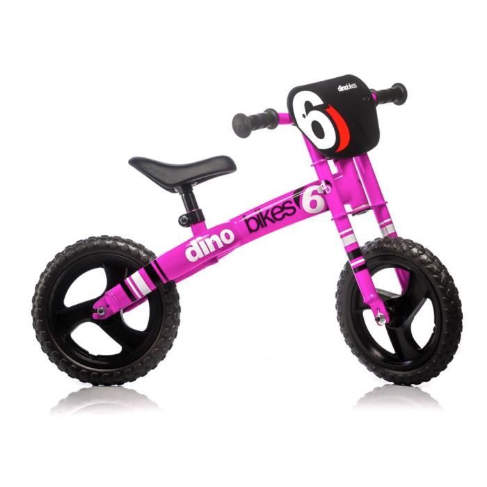 Vélo d'équilibre pour enfant - DINOBIKES - Runner Fuchsia - Cadre rigide - Pour filles de 3 à 6 ans