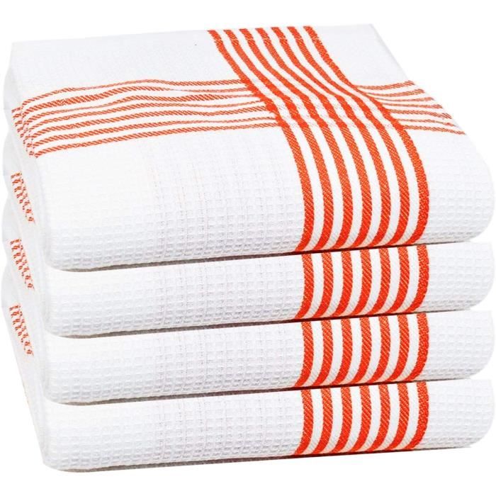 Torchons De Cuisine Gaufrés 50x70 Cm – 100% Coton Absorbant – Lot Élégant Marron – Essuie-vaisselle Ultra-doux & Rapide Séchage