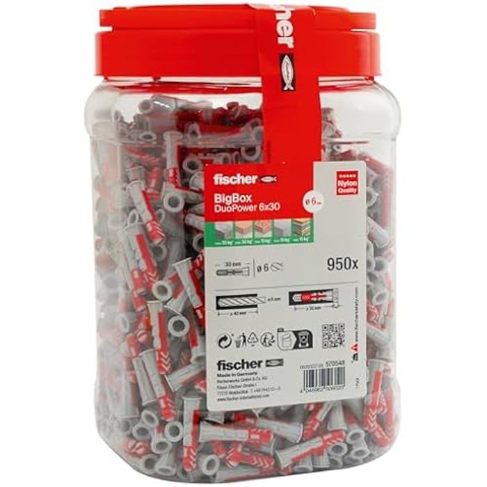 Fischer Chevilles Maxi big box cheville fischer DuoPower 6 950 pièces - vue 1