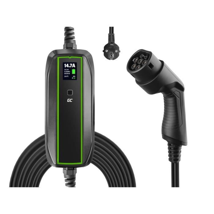 GC EV PowerCable 3.6kW Schuko - Chargeur mobile de type 2 pour recharger les voitures électriques et les hybrides rechargeables