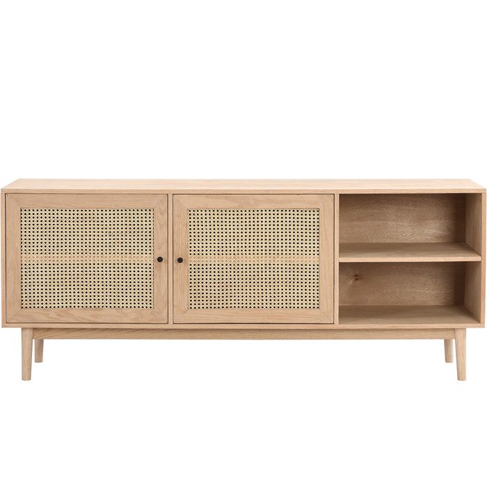 Buffet 2 portes en bois et cannage naturel 170 cm - Eden Buffet 2 portes en bois et cannage naturel 170 cm - Eden