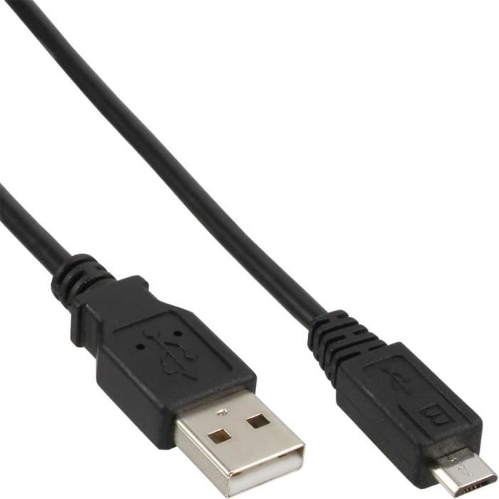 Câble Micro-USB 2.0 InLine®, USB-A Mâle / Micro-B Mâle, noir, 5m