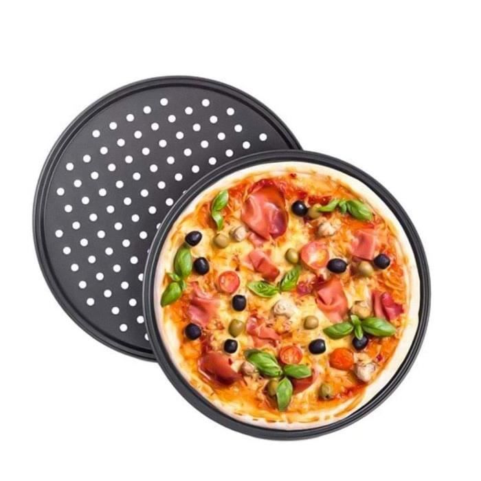 Moule à Pizza ronde, Plaque à Pizza Perforée Anti-Adhésive en acier carbone - 33cm