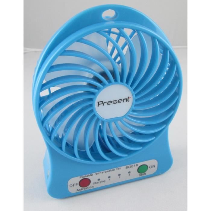 Mini Ventilateur - USB Rechargeable - Bleu Ciel - 4W - 3 Vitesses - 150g - Liam Access
