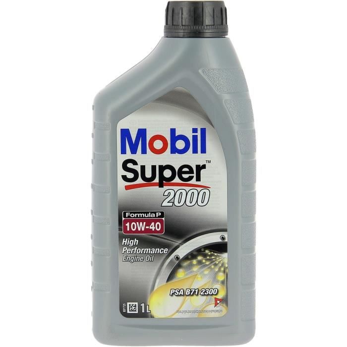 Huile moteur 10W-40 Synthétique - MOBIL - Super 2000 X1 - Formula-P  -bidon 5L -  haute performance anti-pollution