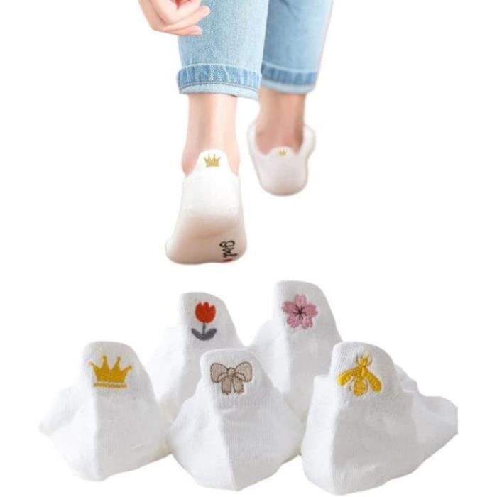 5 Paires Chaussettes Femme Coton Mignonnes Fantaisie Chaussette