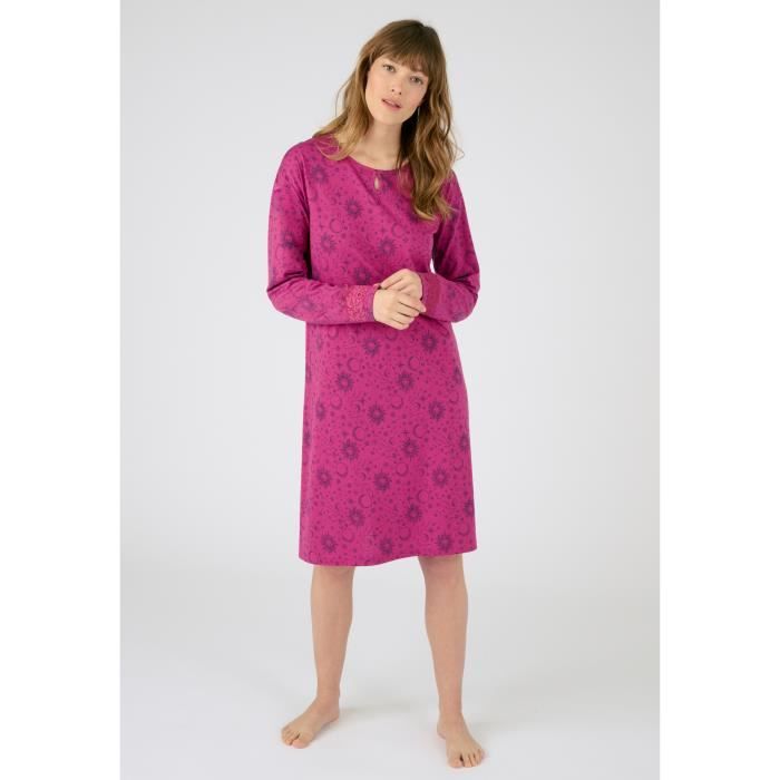 Chemise de nuit Damart Chemise de nuit maille jersey Thermolactyl Rose Etoiles Rose etoiles Cdiscount Pret a Porter