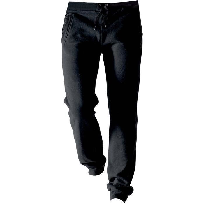 pantalon jogging kariban - homme - noir - molleton gratté - taille élastique - 3 poches