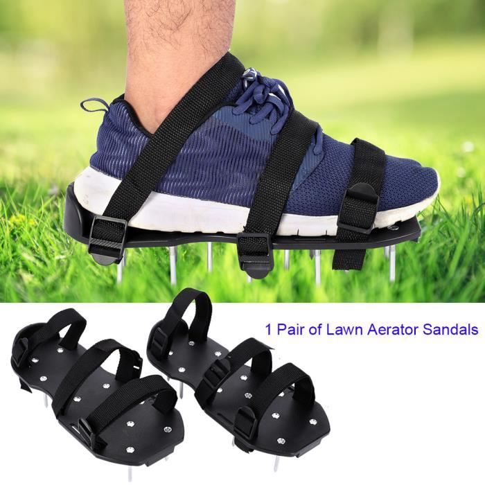 sencillo Entretien de la pelouse Aérateur aérer Sandales Chaussures 30 x 13 cm Pointes extérieur Noir et Vert à tige Bottes Taille unique green 