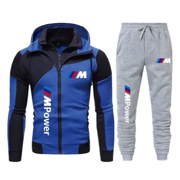 Survêtement Homme 2 Pièces - Veste à Capuche Zip + Pantalon Jogging, Coton, Décontracté, Sport, Loisirs - 2