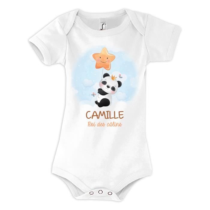 Body Bébé Planetee Alessio Lion Roi - Imprimé En France, Tissu Doux, Livraison Rapide