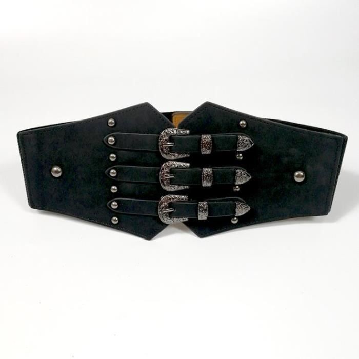 Ceinture Corset Noir Simili Cuir Élastique - Taille S-M - Style Fête