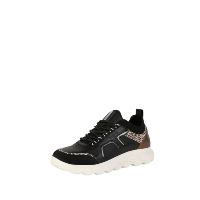 Baskets en cuir Spherica femme Geox Noir Cuir Zip Noir