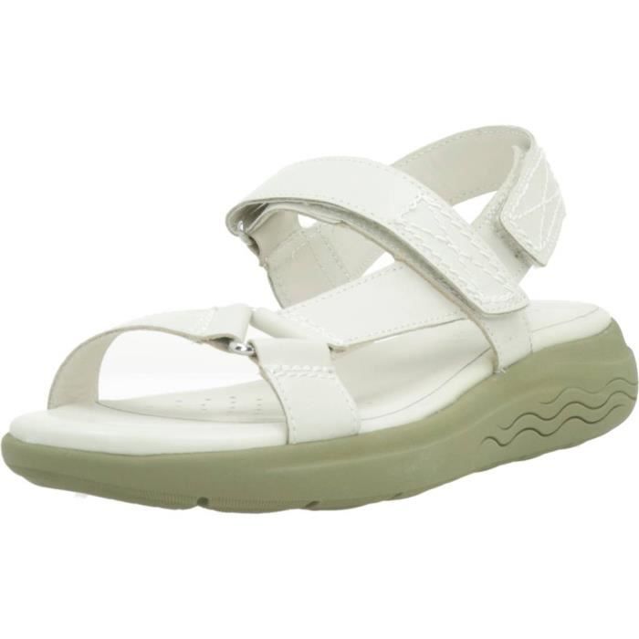 Sandale femme Geox 135359 Blanc nu pieds avec semelle interieure en micro Gome et semelle exterieure en peau Blanc Cdiscount Chaussures