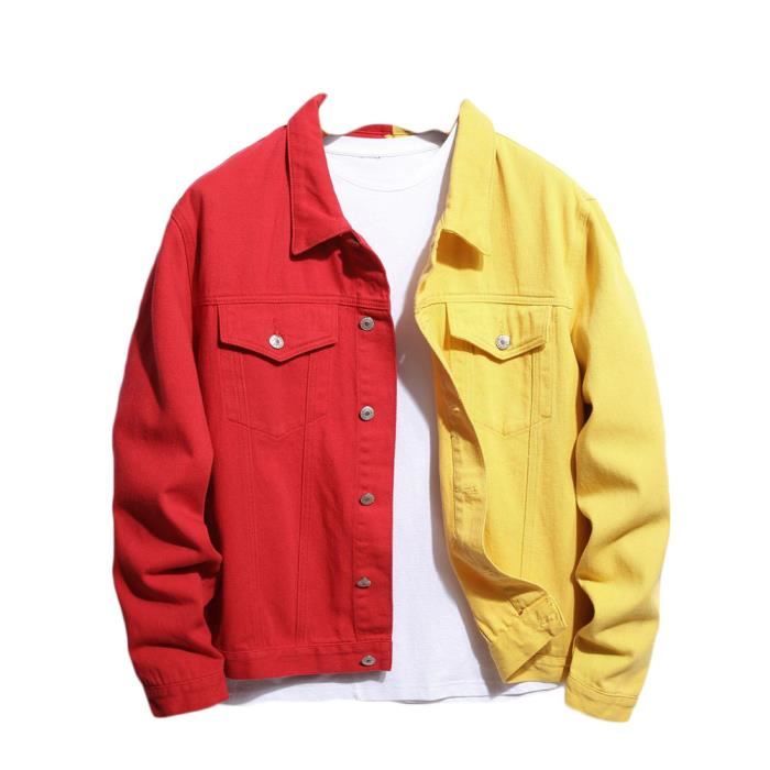 Veste jeans deals rouge homme