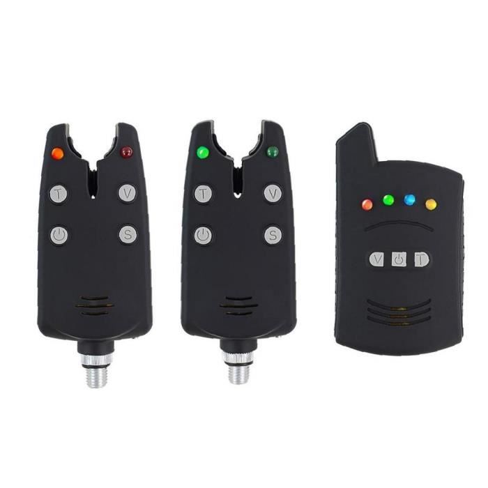 Dioche Detecteur de Touche Peche Carpe, Ensemble d'alarme de Morsure de pêche électrique Alarme de Morsure de pêche avec Haut-Parleur à Haut rendement et LED