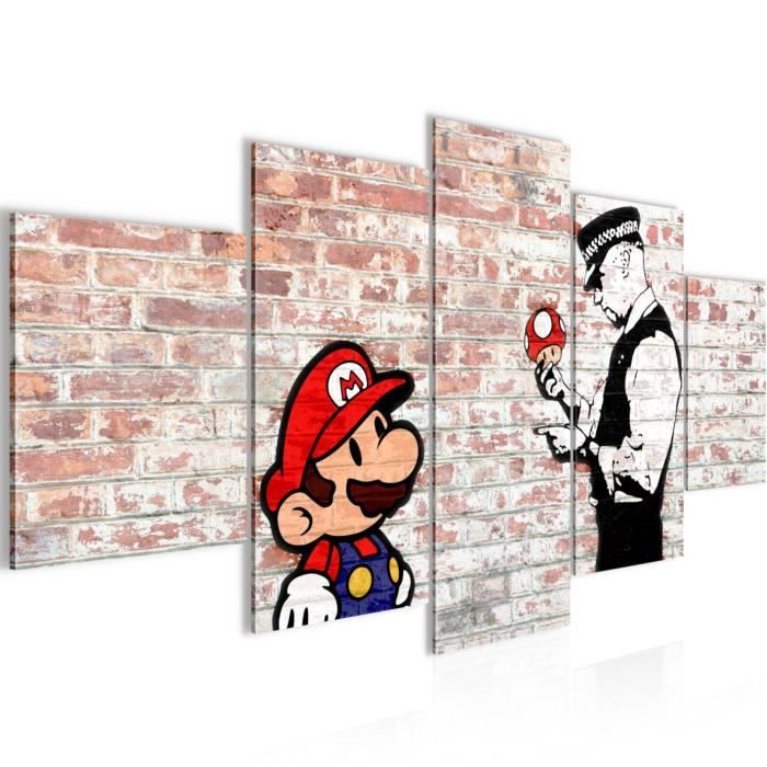 Runa Art Tableau Décoration Murale Banksy Ballon Fille - Toile Non Tissée Moderne Art Urbain Bleu