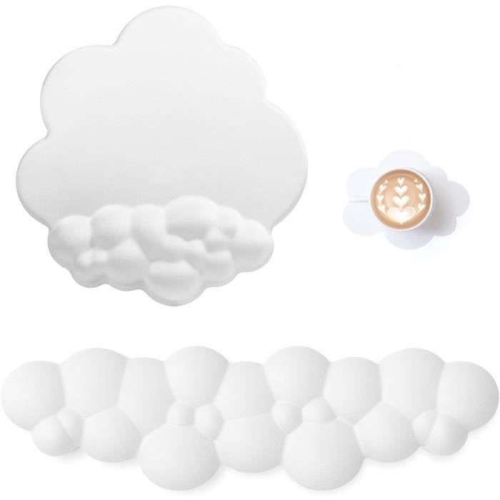 ATTACK SHARK Set Repose-Poignets Ergonomique Nuage - Tapis Souris + Support Clavier + Dessous Verre - Vert Clair Antidérapant