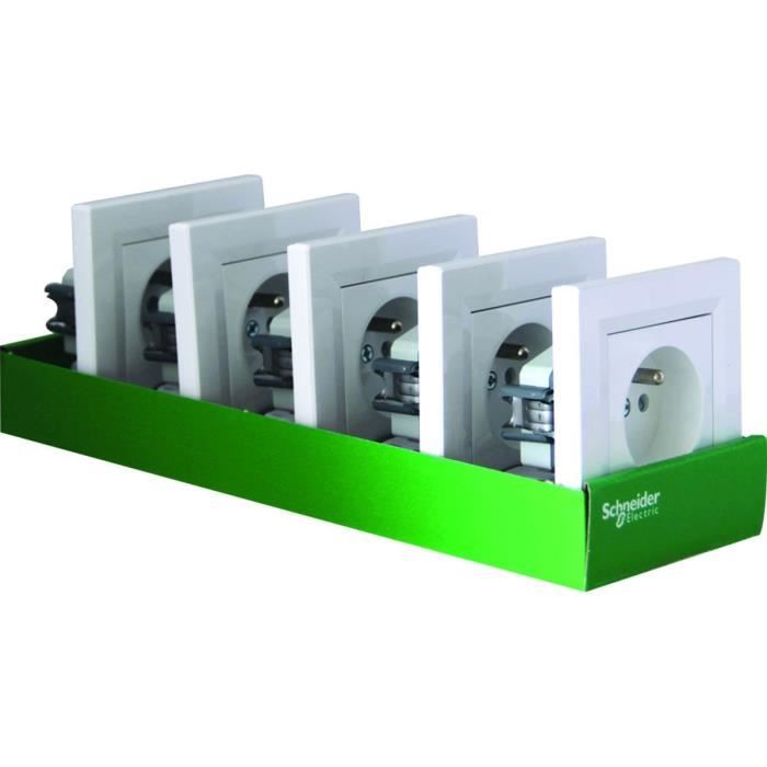 schneider electric lot de 5 prises de courant avec terre 2p t encastrables complet asfora 16 a 3680 w cdiscount bricolage