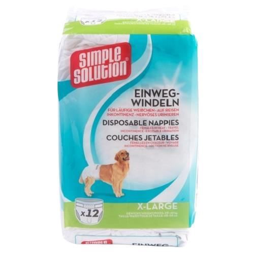 Simple Solution couches pour chiens 45-58 cm blanc taille XL 12 pcs