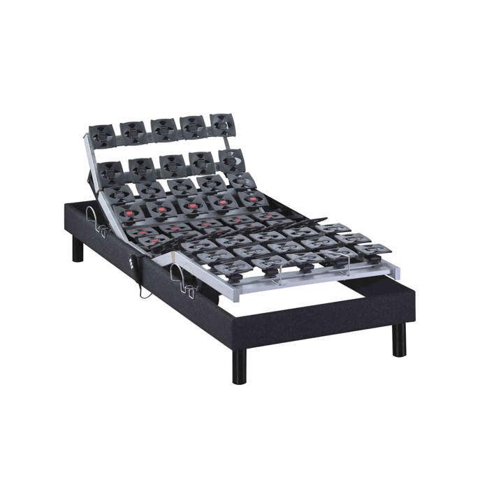 Sommier électrique de relaxation tout plots tissu anthracite 90x190 - Anthracite - Garantie 5 ans - Someo