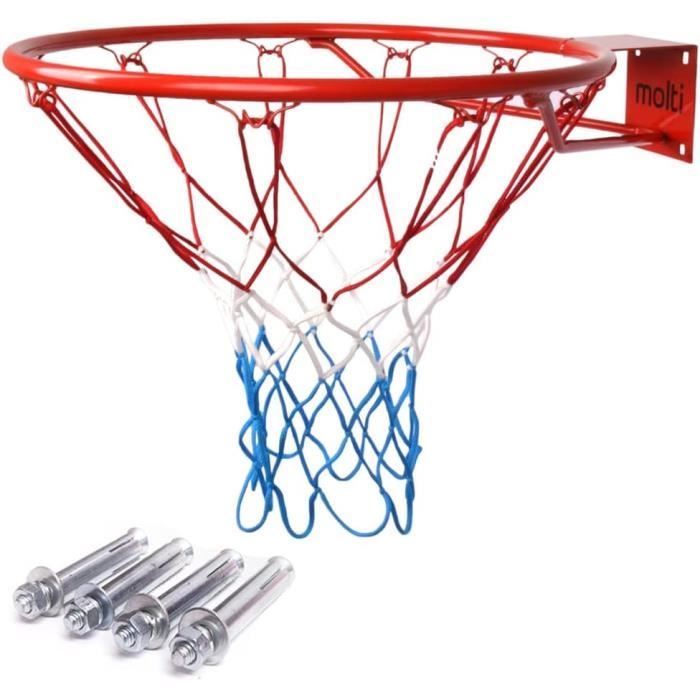 Panier De Basket Mural BAKAJI Diamètre 45 Cm – Avec Filet Nylon Rouge/blanc/bleu Et Kit De Montage