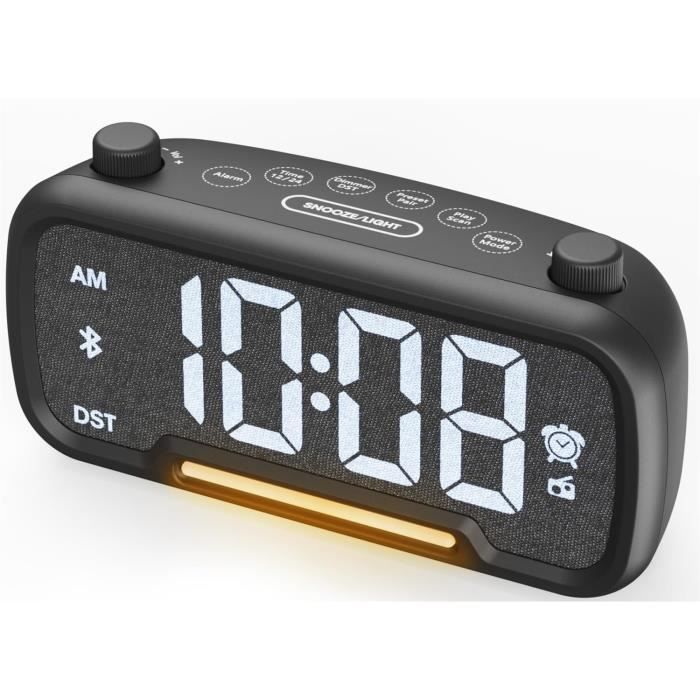 ROCAM Réveil Avec Projection, Réveil Numérique, Variateur D'intensité, Chargeur USB De Type C, Mode Week-end/jour De La Semaine, Date