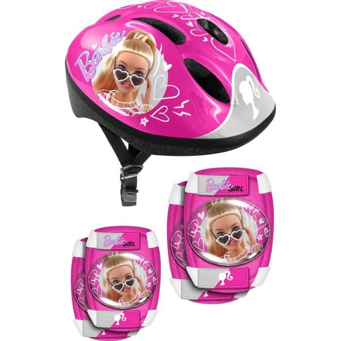 Casque + Coudières/Genouillères STAMP - Barbie - Rose - Enfant