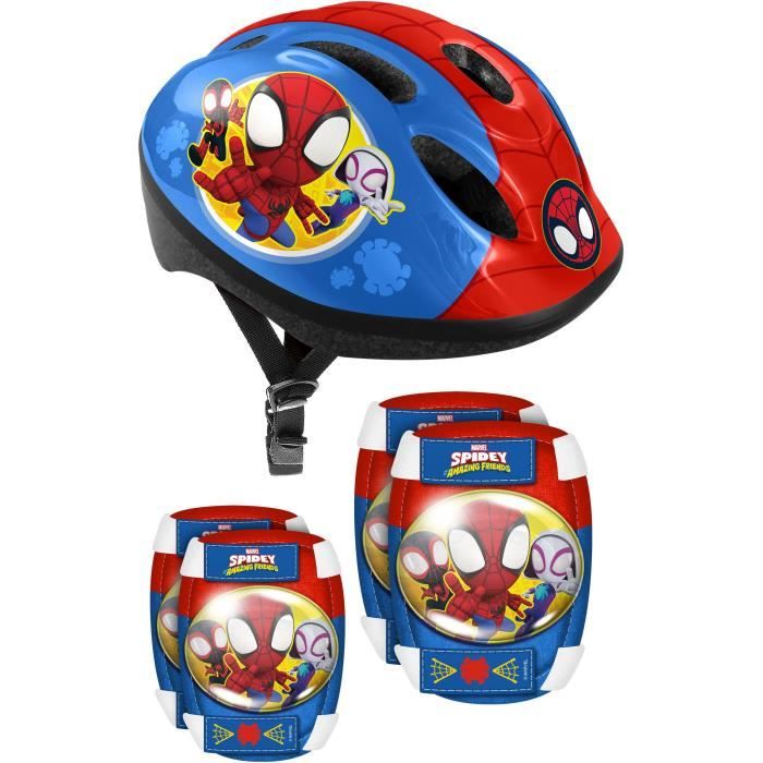 Casque + Coudières/Genouillères STAMP - Spidey pour enfant - Glisse urbaine