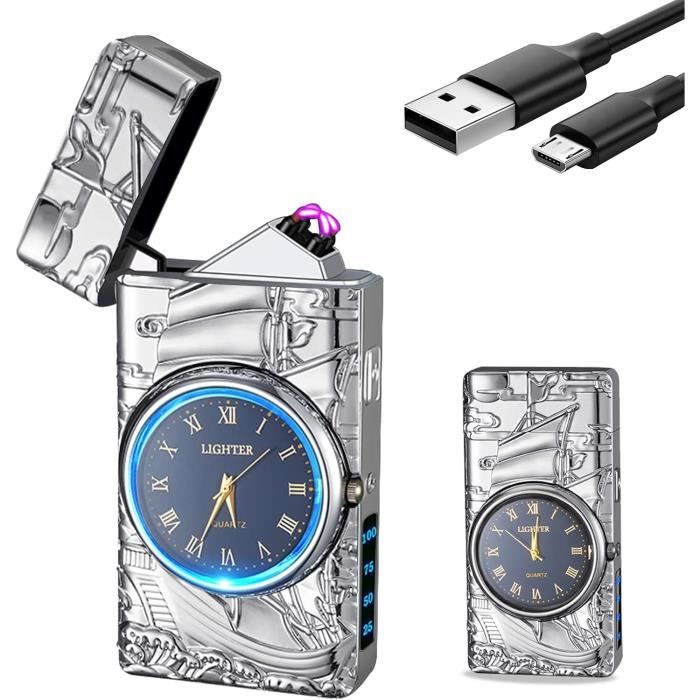 Briquet Plasma Double Arc Lumineux Vicloon - Rechargeable USB-C, Étanche, Lampe Torche Et Sifflet Urgence (Noir)