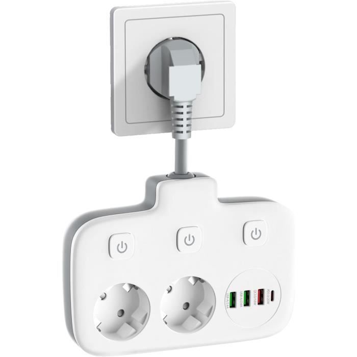 Multiprise Avec USB, Double Prise Pour Prise Avec Interrupteur, 2