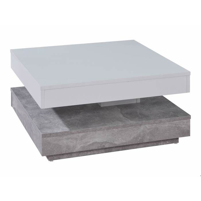 UNIVERSAL - Meuble Salon-Séjour. Table basse en mélaminé blanc et gris . L-H-P: 70 - 35 - 70 cm UNIVERSAL - Meuble Salon-Séjour. Table basse en mélaminé blanc et gris . L-H-P: 70 - 35 - 70 cm