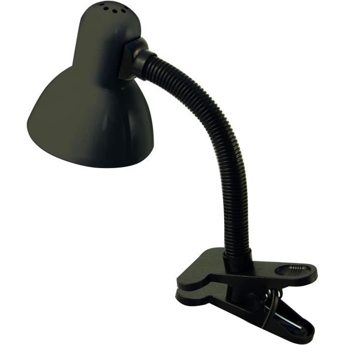 Lampe de bureau - VELAMP - CHARLESTON CLIP - Noir - E27 - Bras pivotant & pince