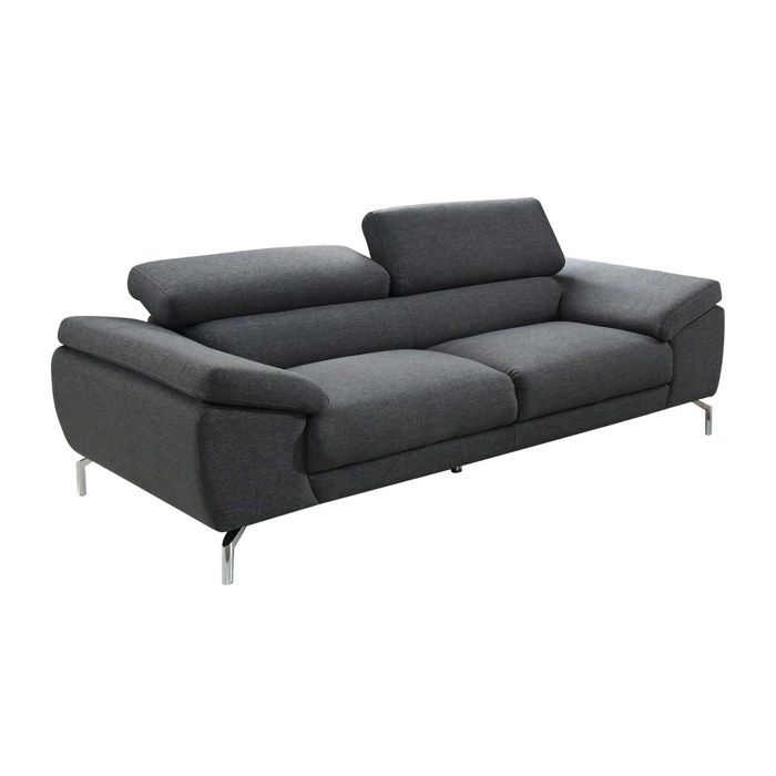 Canapé 3 places en microfibre GRETEL - Gris - LINEA SOFA - Tissu - 107 - 3 places - 60 cm