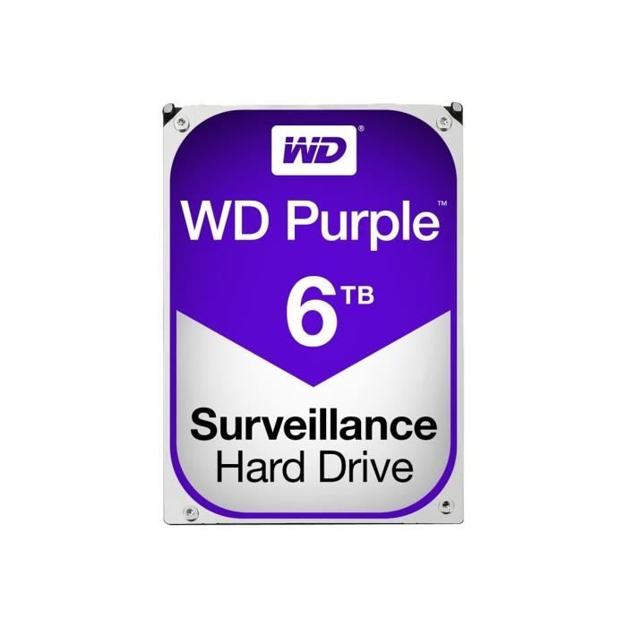 Disque dur interne WD Purple WD60PURZ - 3.5 - 6 To - SATA/600 - 5400trs/mn - 64 Mo de cache