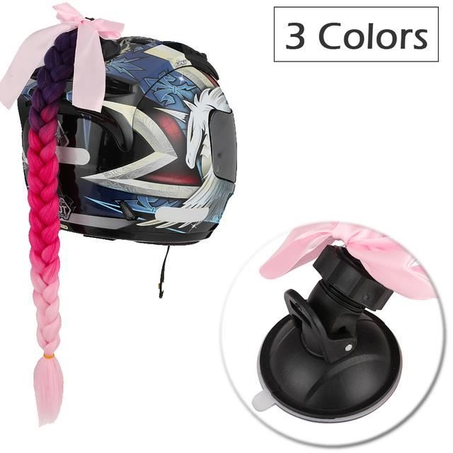 Fausse Queue De Cheval Tressée Pour Casque De Moto - 22 Pouces - Ventouses Puissantes - Déco Fun