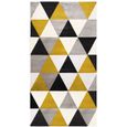GEO SCANDI - Tapis salon ou chambre doux inspiration scandinave motifs triangles 80 x 150 cm Jaune-1
