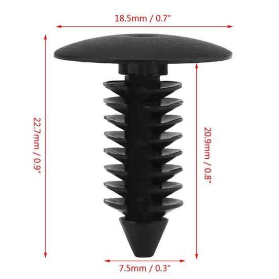 Clips De Fixation Auto Ewwtrey - 100PCS Rivets Plastiques Noir - Pour Panneaux De Porte Et Garnissages