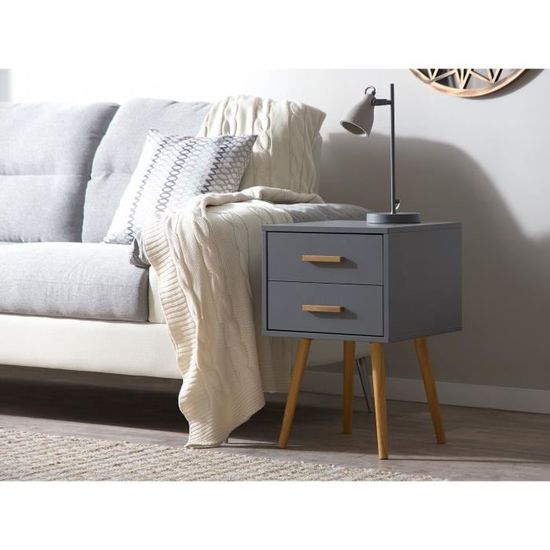 Table De Chevet Beliani Alabama – Noire – 61x40x40 Cm – MDF – Design Traditionnel