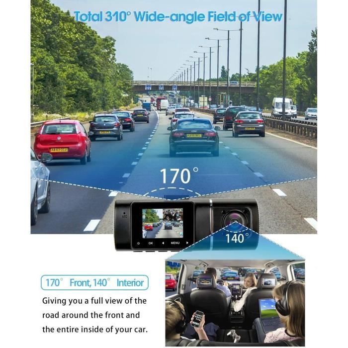 Abask J05 Dashcam Dual 1080P - Front & Innenkamera Mit Parküberwachung