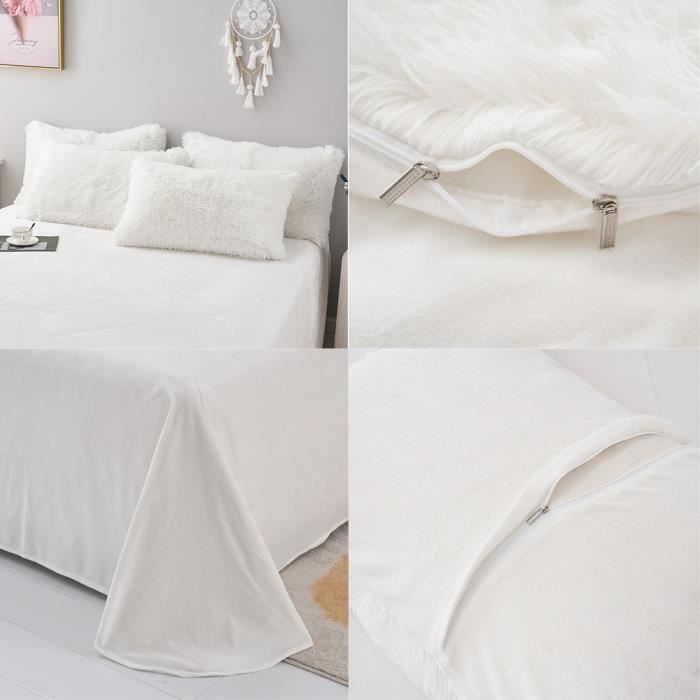 Parure De Lit Hiver Polaire Sherpa - Velours Côtelé Doux - Chauffante - Pour Lit King Size - Bleu Marine
