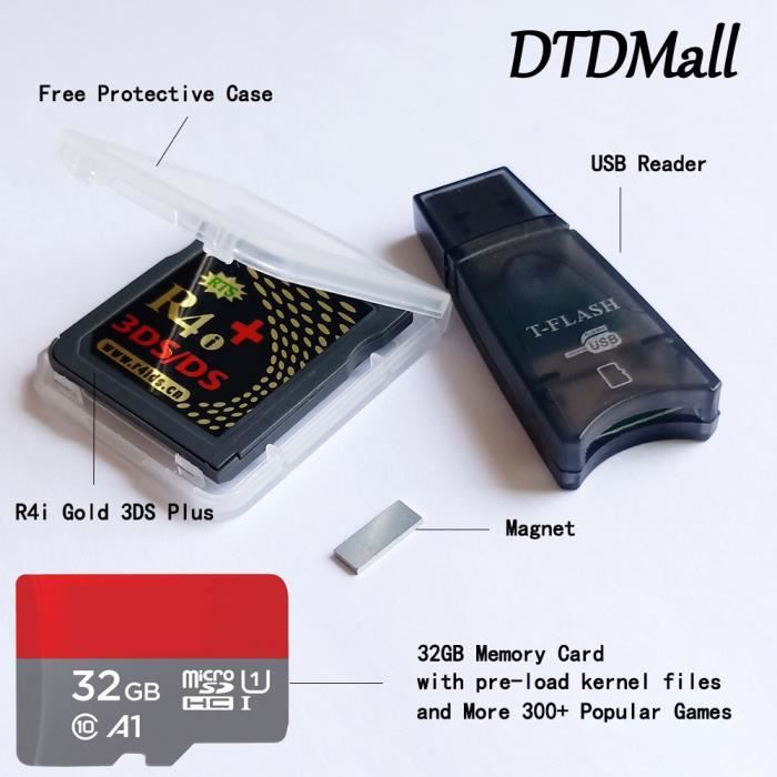 DTDMall - R4i Gold 3DS Plus + 32GB carte mémoire Wood R4 3DS Linker  précharge les fichiers du noyau pour 3DS 2DS DSi NDSL NDS - Cdiscount  Informatique