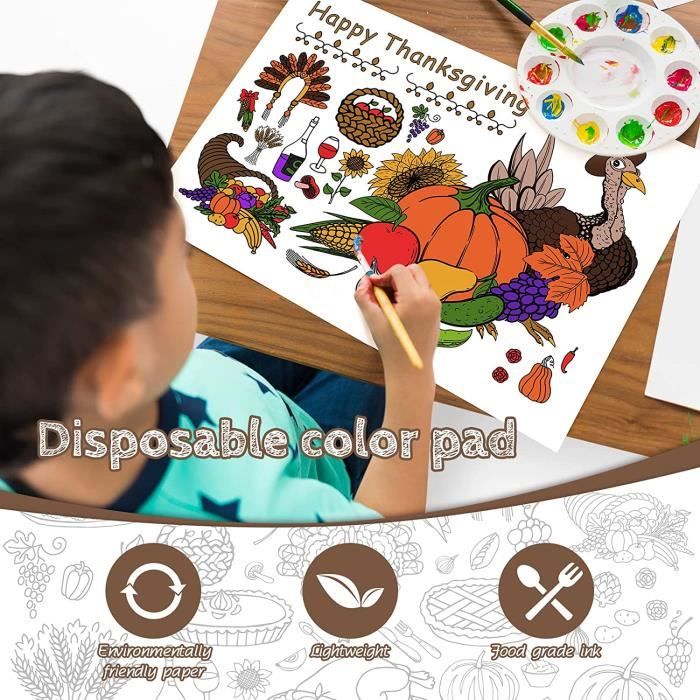 Gatherfun Nappe jetable en papier à colorier pour l'automne et l'Action de  grâces, nappe de table en papier pour la fête des enfants d'automne - 137,2