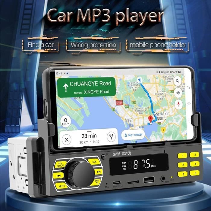 Acheter Récepteur stéréo de voiture simple Din 1 lecteur MP3 Din