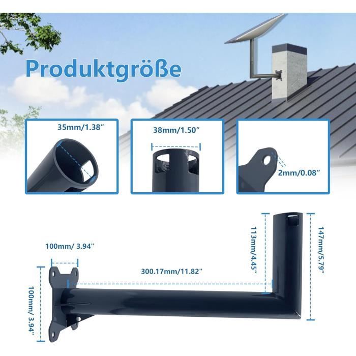 NEWHE Support Mural Antenne Satellite Starlink V2 - Kit Toit Compatible Dishy, Installation Robuste